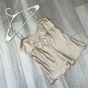 Vintage Silk Tank Top satin seamed womens Cream (xsmall) contemporary chic date